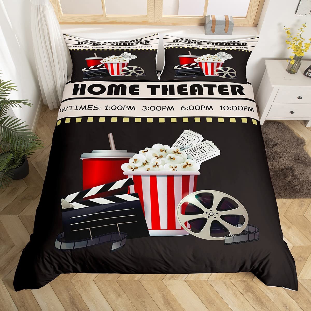 Home Cinema Tickets - Copripiumino Vintage con Biglietti del Cinema,