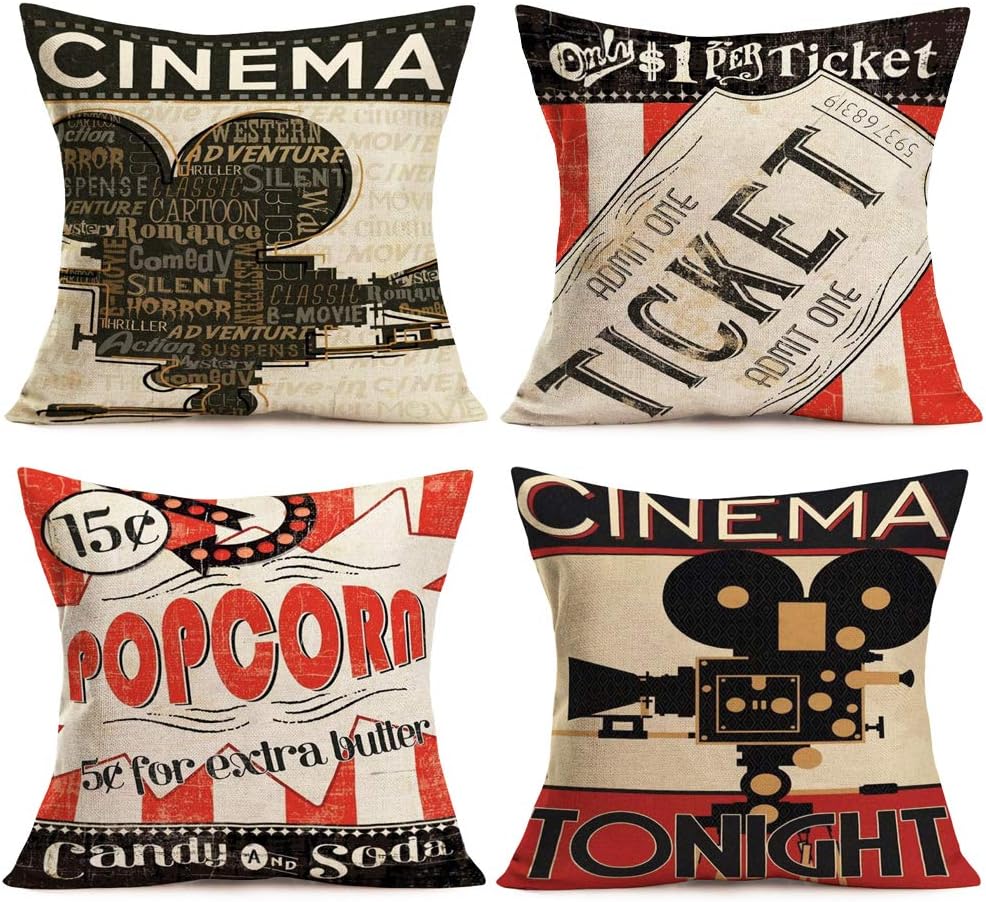 Home Cinema Tickets - Fodere per cuscini decorativi per cinema